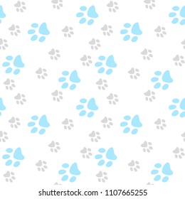 Vector seamless pattern with cat or dog,kitten or puppy footprints. Can be used for wallpaper,fabric, web page background, surface textures.