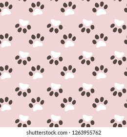 Vector seamless pattern with cat or dog,kitten or puppy footprints. Can be used for wallpaper,fabric, web page background, surface textures.