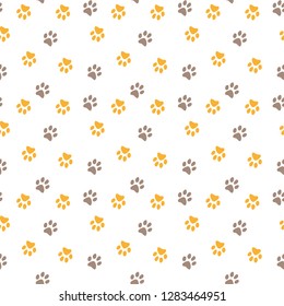 Vector seamless pattern with cat or dog,kitten or puppy footprints. Can be used for wallpaper,fabric, web page background, surface textures.