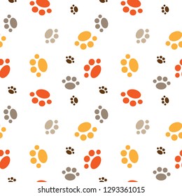 Vector seamless pattern with cat or dog,kitten or puppy footprints. Can be used for wallpaper,fabric, web page background, surface textures.