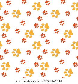 Vector seamless pattern with cat or dog,kitten or puppy footprints. Can be used for wallpaper,fabric, web page background, surface textures.