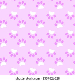 Vector seamless pattern with cat or dog,kitten or puppy footprints. Can be used for wallpaper,fabric, web page background, surface textures.