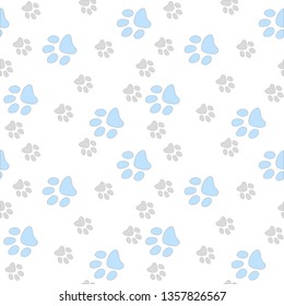Vector seamless pattern with cat or dog,kitten or puppy footprints. Can be used for wallpaper,fabric, web page background, surface textures.