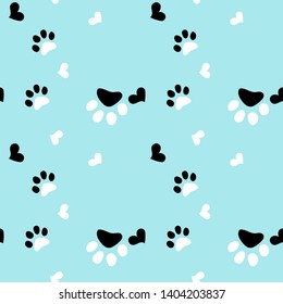 Vector seamless pattern with cat or dog,kitten or puppy footprints. Can be used for wallpaper,fabric, web page background, surface textures.