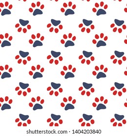 Vector seamless pattern with cat or dog,kitten or puppy footprints. Can be used for wallpaper,fabric, web page background, surface textures.