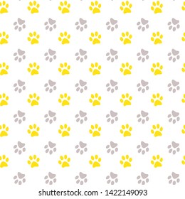 Vector seamless pattern with cat or dog,kitten or puppy footprints. Can be used for wallpaper,fabric, web page background, surface textures.