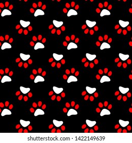 Vector seamless pattern with cat or dog,kitten or puppy footprints. Can be used for wallpaper,fabric, web page background, surface textures.