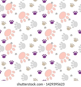 Vector seamless pattern with cat or dog,kitten or puppy footprints. Can be used for wallpaper,fabric, web page background, surface textures.