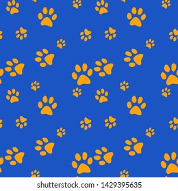 Vector seamless pattern with cat or dog,kitten or puppy footprints. Can be used for wallpaper,fabric, web page background, surface textures.