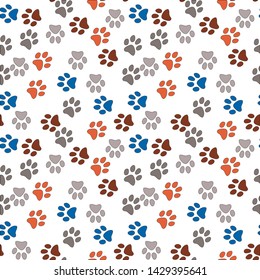 Vector seamless pattern with cat or dog,kitten or puppy footprints. Can be used for wallpaper,fabric, web page background, surface textures.