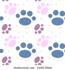 Vector seamless pattern with cat or dog,kitten or puppy footprints. Can be used for wallpaper,fabric, web page background, surface textures.