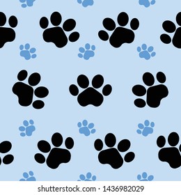 Vector seamless pattern with cat or dog,kitten or puppy footprints.