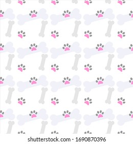 Vector seamless pattern with cat or dog,kitten or puppy footprints. Can be used for wallpaper,fabric, web page background, surface textures.