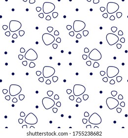 Vector seamless pattern with cat or dog,kitten or puppy footprints. Can be used for wallpaper,fabric, web page background, surface textures.