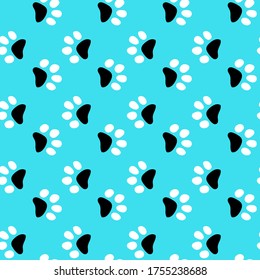 Vector seamless pattern with cat or dog,kitten or puppy footprints. Can be used for wallpaper,fabric, web page background, surface textures.