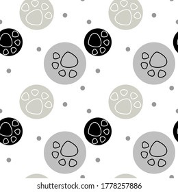 Vector seamless pattern with cat or dog,kitten or puppy footprints. Can be used for wallpaper,fabric, web page background, surface textures.