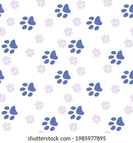 Vector seamless pattern with cat or dog,kitten or puppy footprints. Can be used for wallpaper,fabric, web page background, surface textures.
