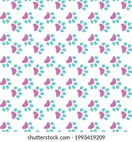Vector seamless pattern with cat or dog,kitten or puppy footprints. Can be used for wallpaper,fabric, web page background, surface textures.