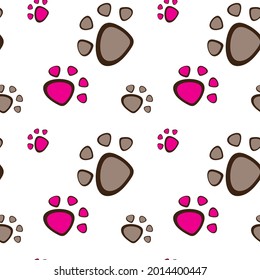 Vector seamless pattern with cat or dog,kitten or puppy footprints. Can be used for wallpaper,fabric, web page background, surface textures.