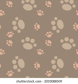 Vector seamless pattern with cat or dog,kitten or puppy footprints. Can be used for wallpaper,fabric, web page background, surface textures.
