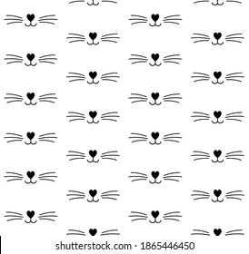 Vector seamless pattern of cat face isolated on white background