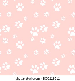 Vector seamless pattern with cat footprints. Can be used for wallpaper, web page background, surface textures.