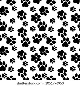 Vector seamless pattern with cat footprints. Can be used for wallpaper, web page background, surface textures.