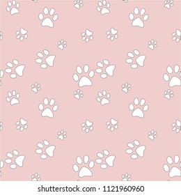 Vector seamless pattern with cat footprints. Can be used for wallpaper, web page background, surface textures.