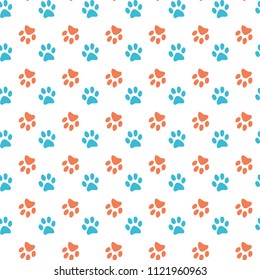 Vector seamless pattern with cat footprints. Can be used for wallpaper, web page background, surface textures.