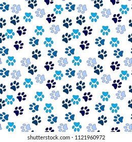 Vector seamless pattern with cat footprints. Can be used for wallpaper, web page background, surface textures.