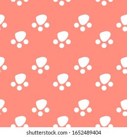 Vector seamless pattern with cat footprints.  