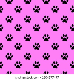 Vector seamless pattern with cat footprints. Can be used for wallpaper, web page background, surface textures.
