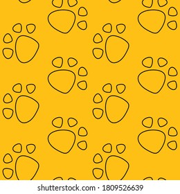 Vector seamless pattern with cat footprints. Can be used for wallpaper, web page background, surface textures.