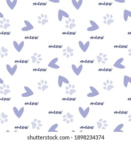 Vector seamless pattern with cat footprints. Can be used for wallpaper, web page background, surface textures.