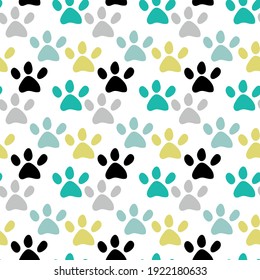 Vector Seamless Pattern Cat Footprints Can Stock Vector (Royalty Free ...