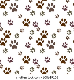 Vector seamless pattern with cat footprints. Can be used for wallpaper, web page background, surface textures.