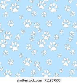 Vector seamless pattern with cat footprints. Can be used for wallpaper, web page background, surface textures.
