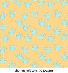 Vector seamless pattern with cat footprints. Can be used for wallpaper, web page background, surface textures.