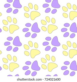 Vector seamless pattern with cat footprints. Can be used for wallpaper, web page background, surface textures.