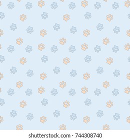 Vector seamless pattern with cat footprints. Can be used for wallpaper, web page background, surface textures.