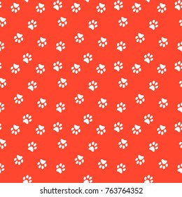 Vector seamless pattern with cat footprints. Can be used for wallpaper, web page background, surface textures.