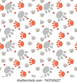 Vector seamless pattern with cat footprints. Can be used for wallpaper, web page background, surface textures.