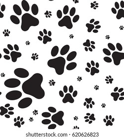 Vector seamless pattern of cat paws