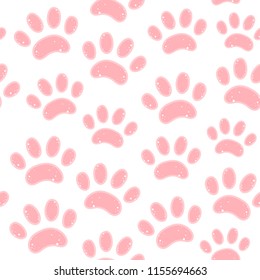 Vector seamless pattern with cat tracks. Scandinavian motives. Baby print.