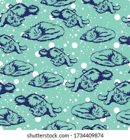 vector seamless pattern of cats