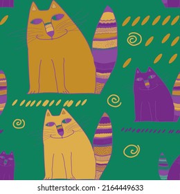Vector seamless pattern with cats.
