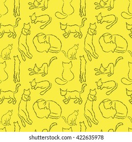 Vector seamless pattern with cats (9)