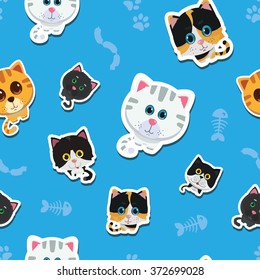 Vector seamless pattern with cats. Cute illustration perfectly for textile, children's design, product for pets