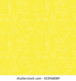 Vector seamless pattern with cats. Different poses (9)