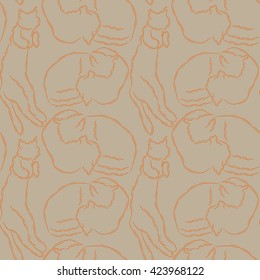 Vector seamless pattern with cats. Different poses (9)